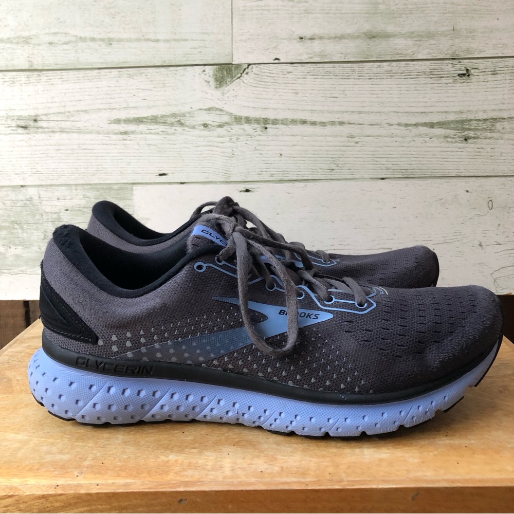 Brooks Glycerin 18 Womens 10.5 B Gray Blue Running Shoes Sneakers 1203171B050